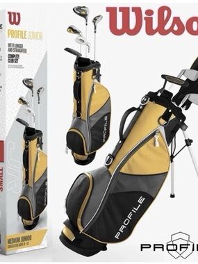 Wilson Profile JR Complete Golf Club Set Bag Yellow Ages 8-11 Left Handed NIB